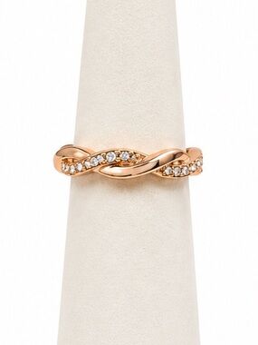 Rose gold and crystal twist ring size 5.5